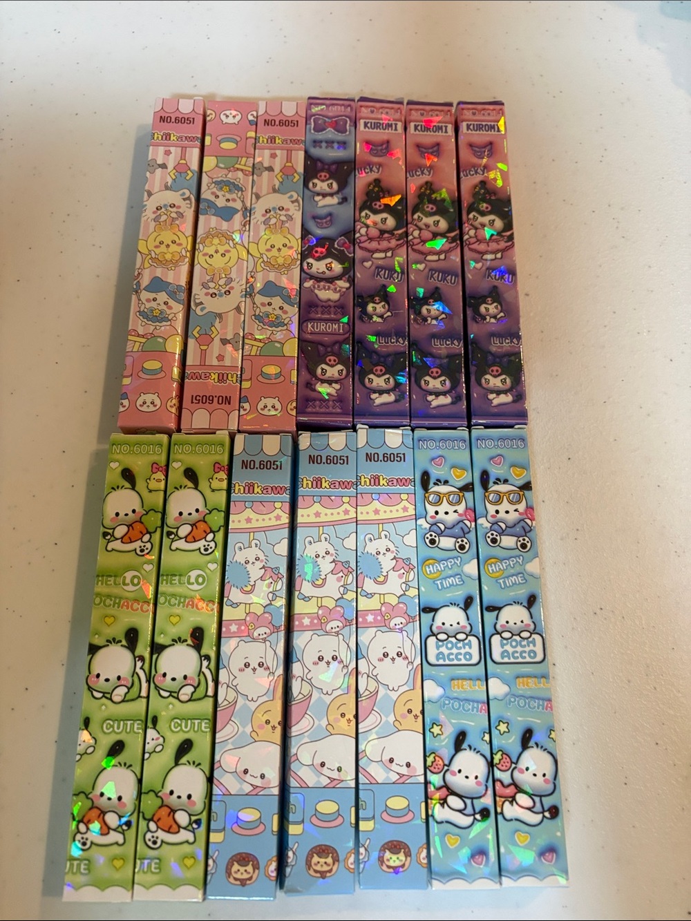 KUROMI CHIIKAWA POCHACCO HELLO 14 TOTAL INK PENS 8 SURPRISE BOXES NEW IN BOXES